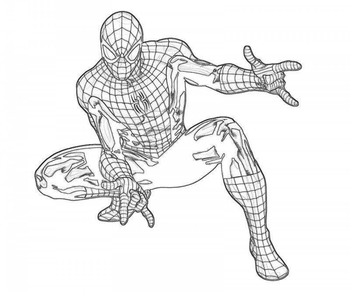 Shiny spiderman with shield coloring book
