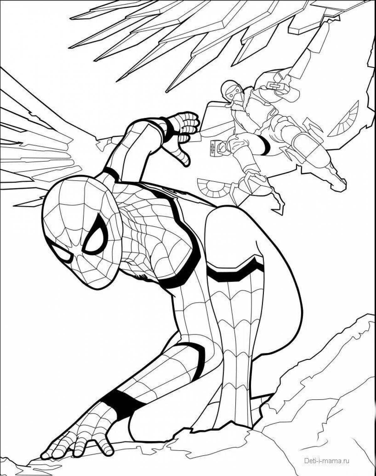 Dazzling spiderman with shield coloring book