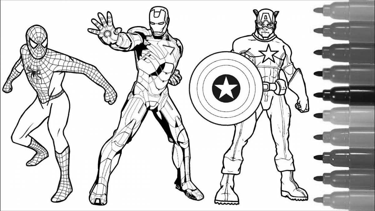 Coloring page awesome spiderman with shield