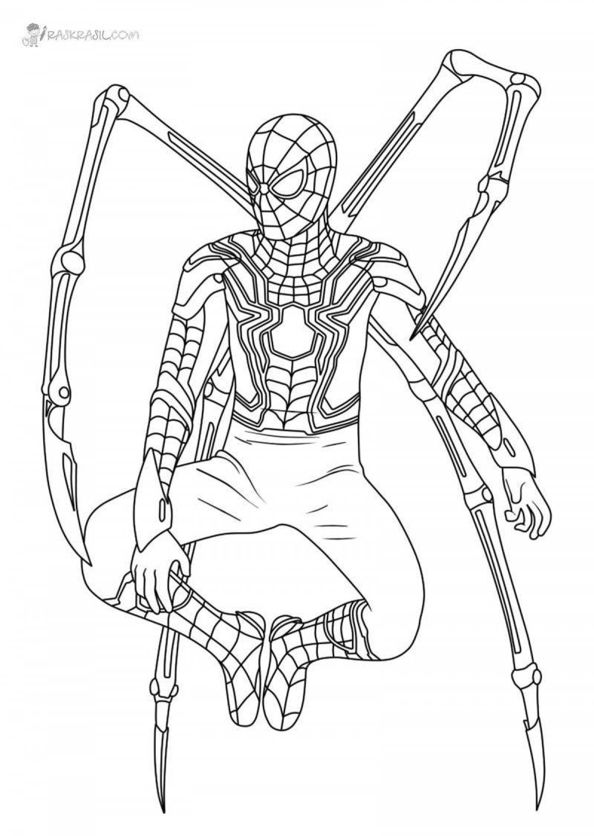 Раскраска сказочный человек-паук со щитом
