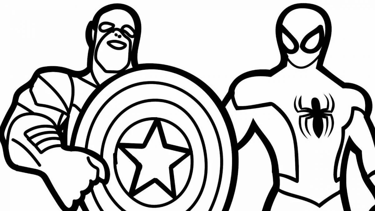 The incredible spider-man with a shield coloring page