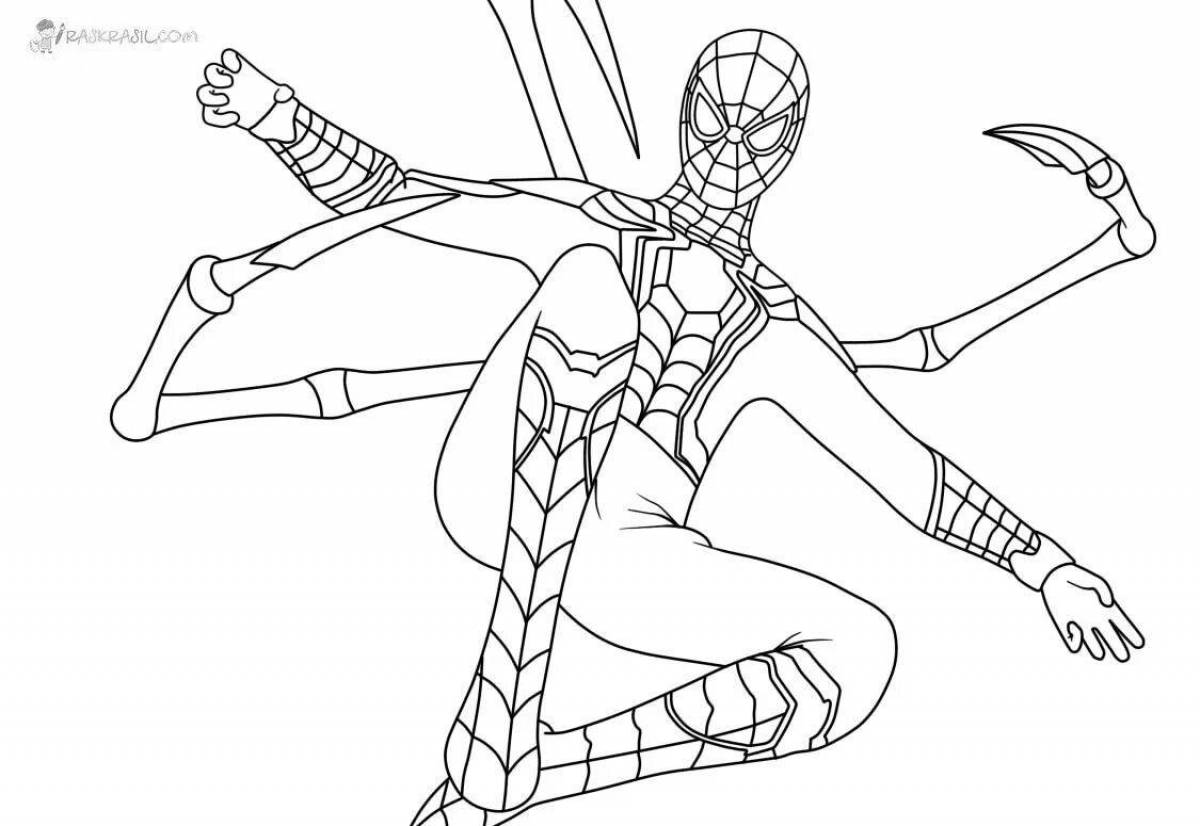 Раскраска удивительный человек-паук со щитом