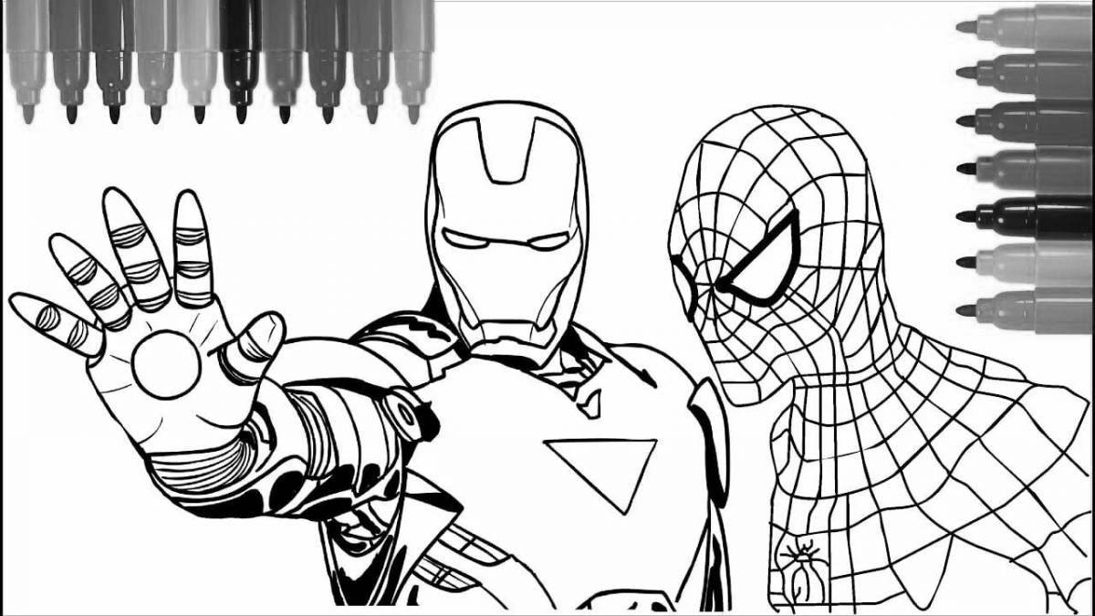 Spectacular Spiderman with a shield coloring book