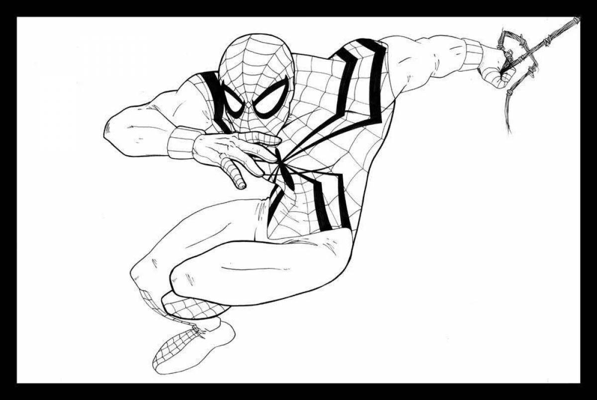 Coloring page gorgeous spiderman with shield