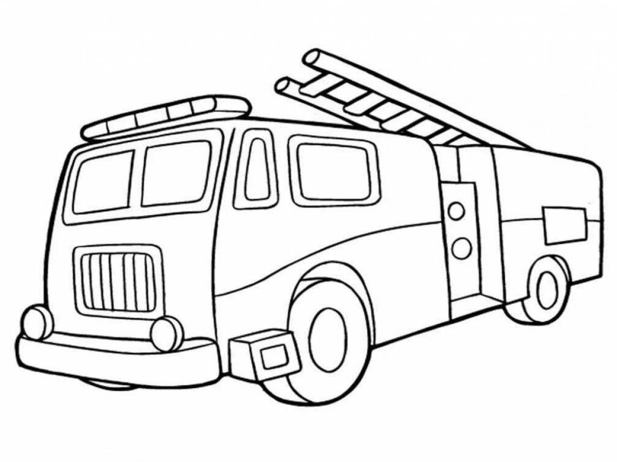 Radiant boys fire truck coloring page