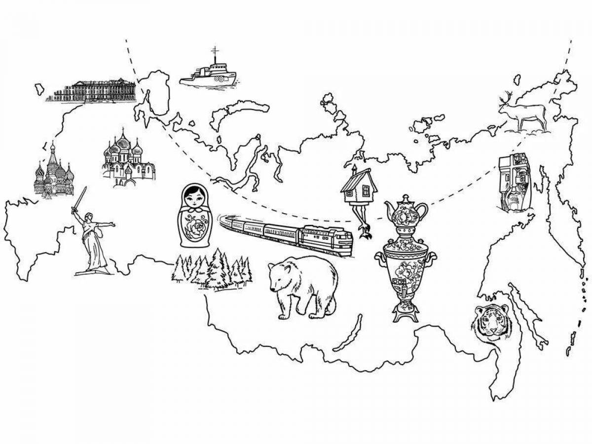 Яркая карта россии с городами