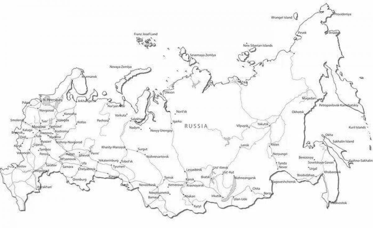 Attractive map of russia with cities