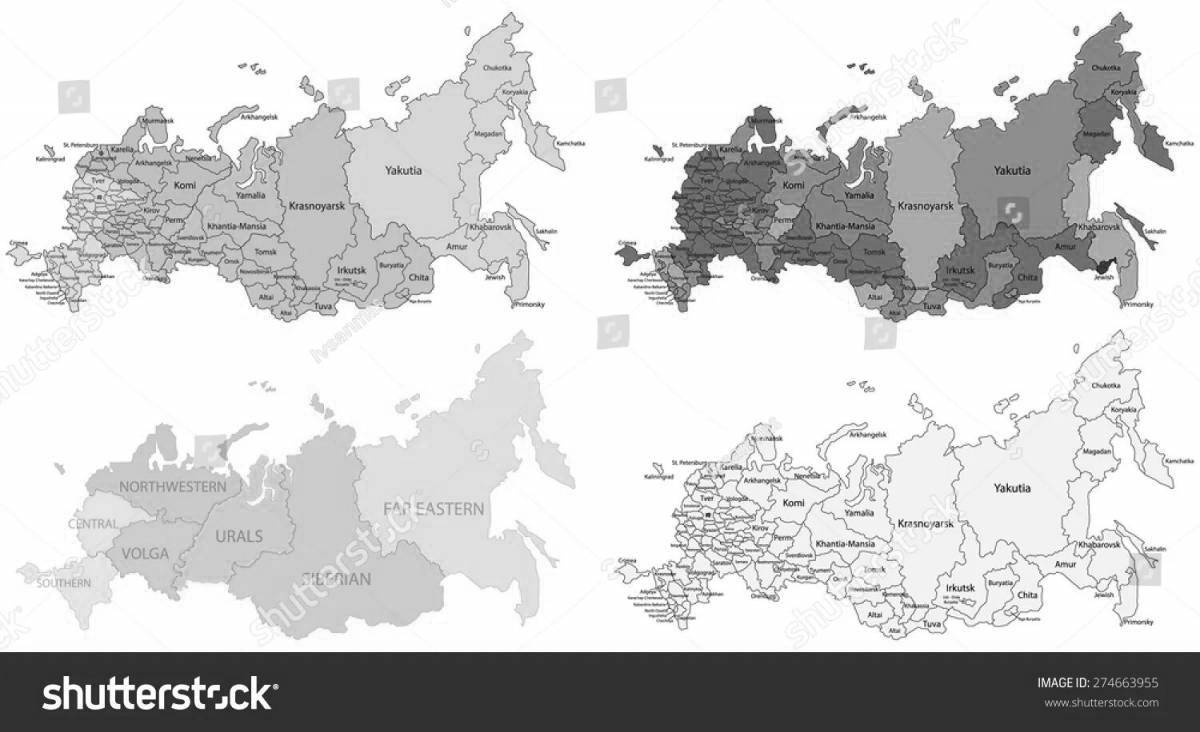 Clear map of russia with cities