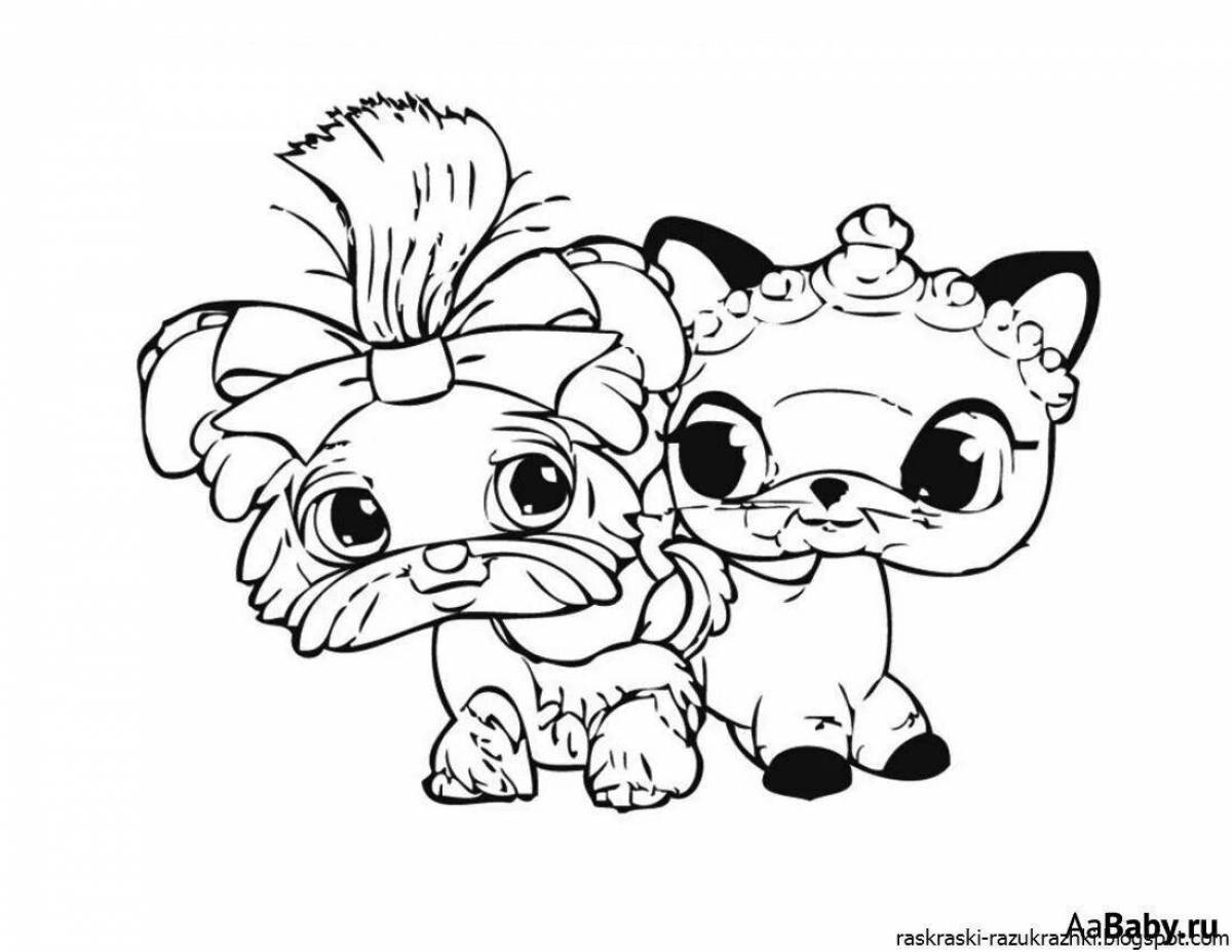 Adorable doggy kitties coloring book for girls