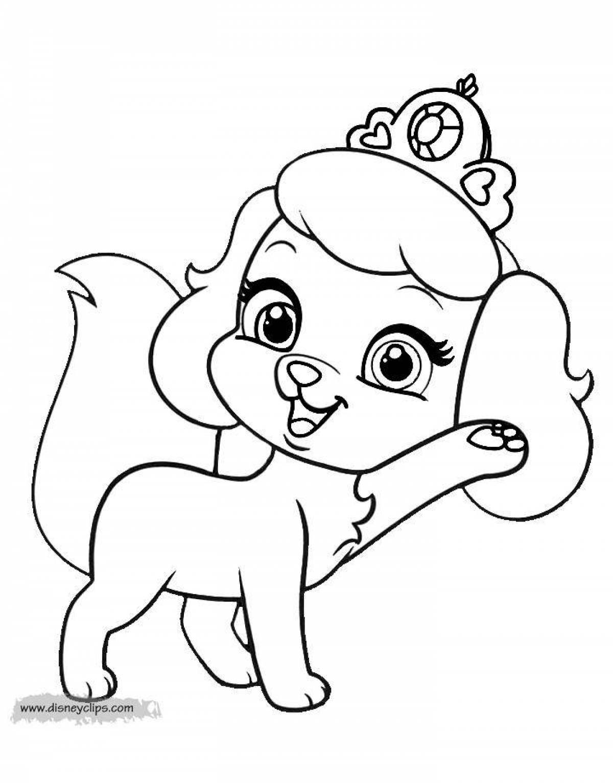 Luminous coloring pages for girls dogs kittens