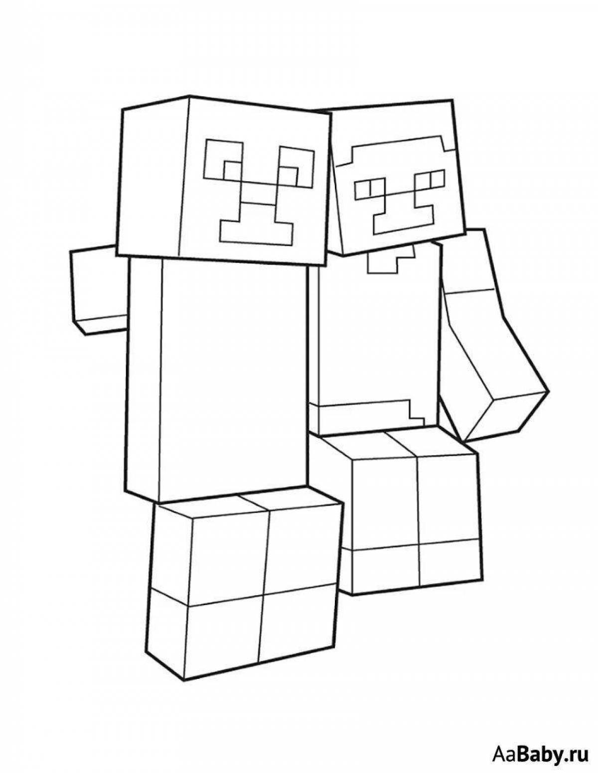 Bright alex and steve minecraft coloring
