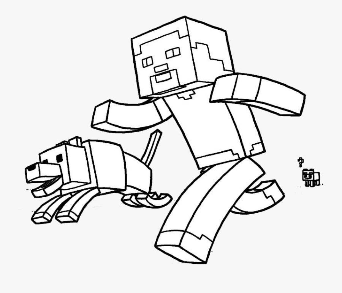 Playful alex and steve minecraft coloring