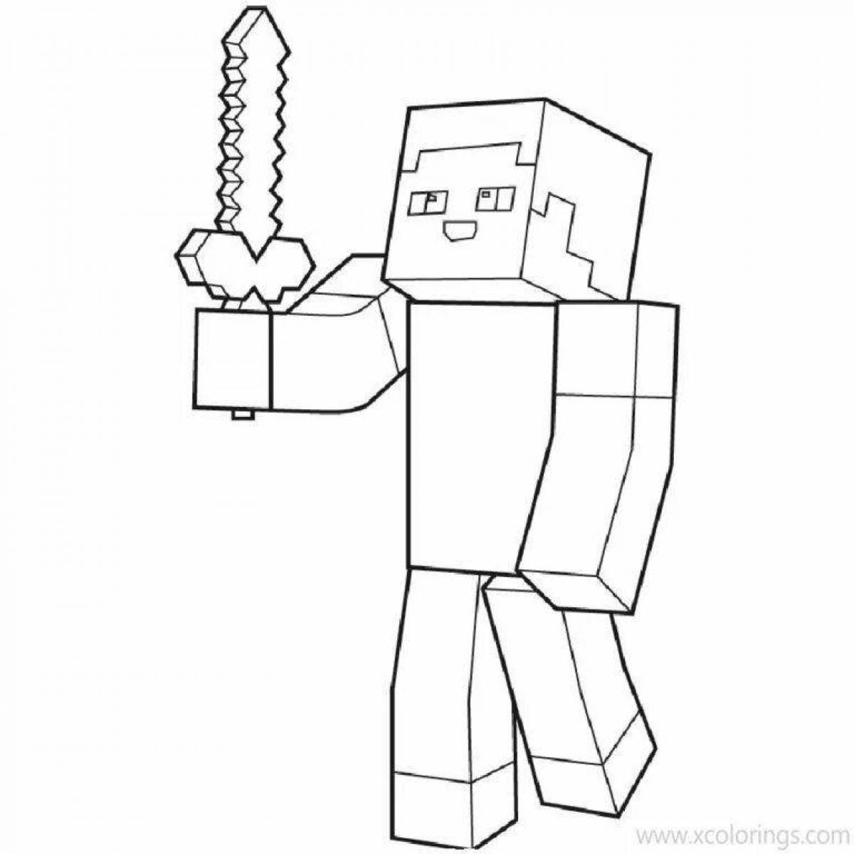 Funny alex and steve minecraft coloring