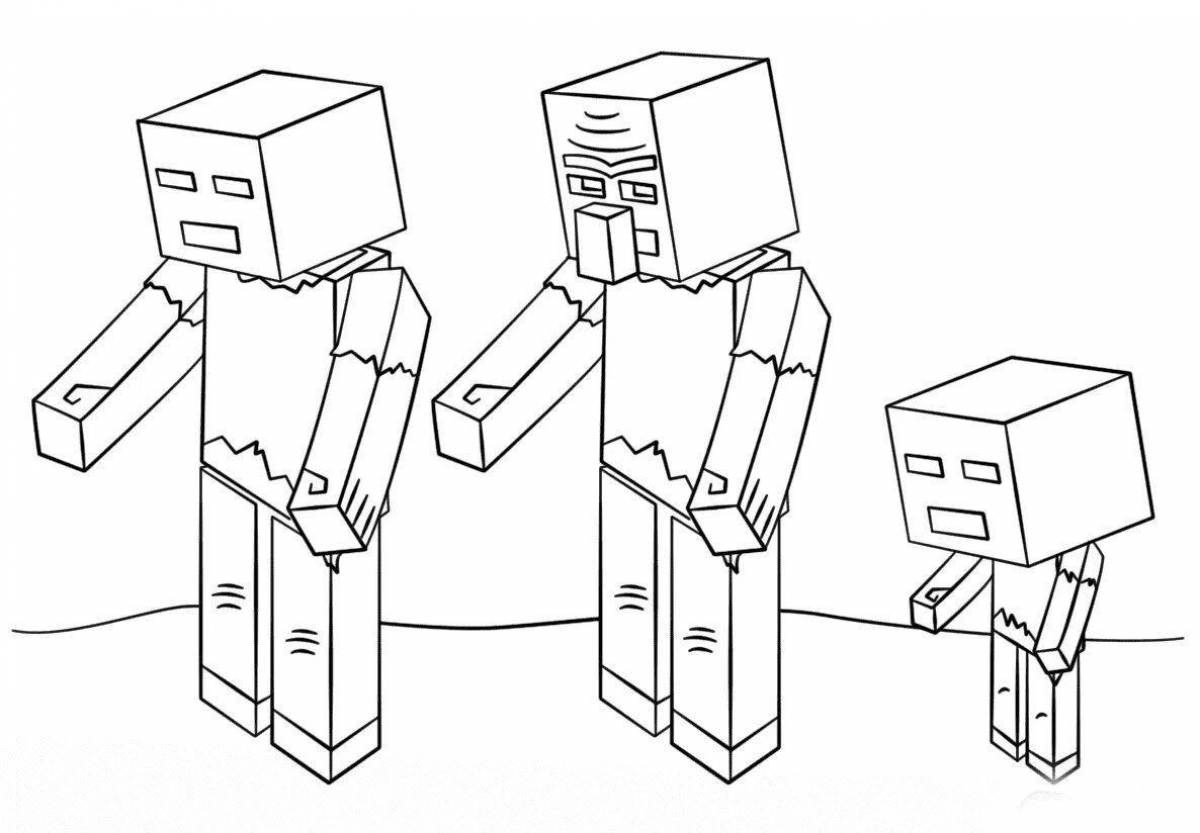 Alex and steve crazy colors minecraft coloring page