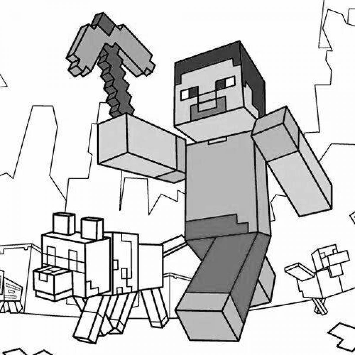 Alex and Steve minecraft coloring pages