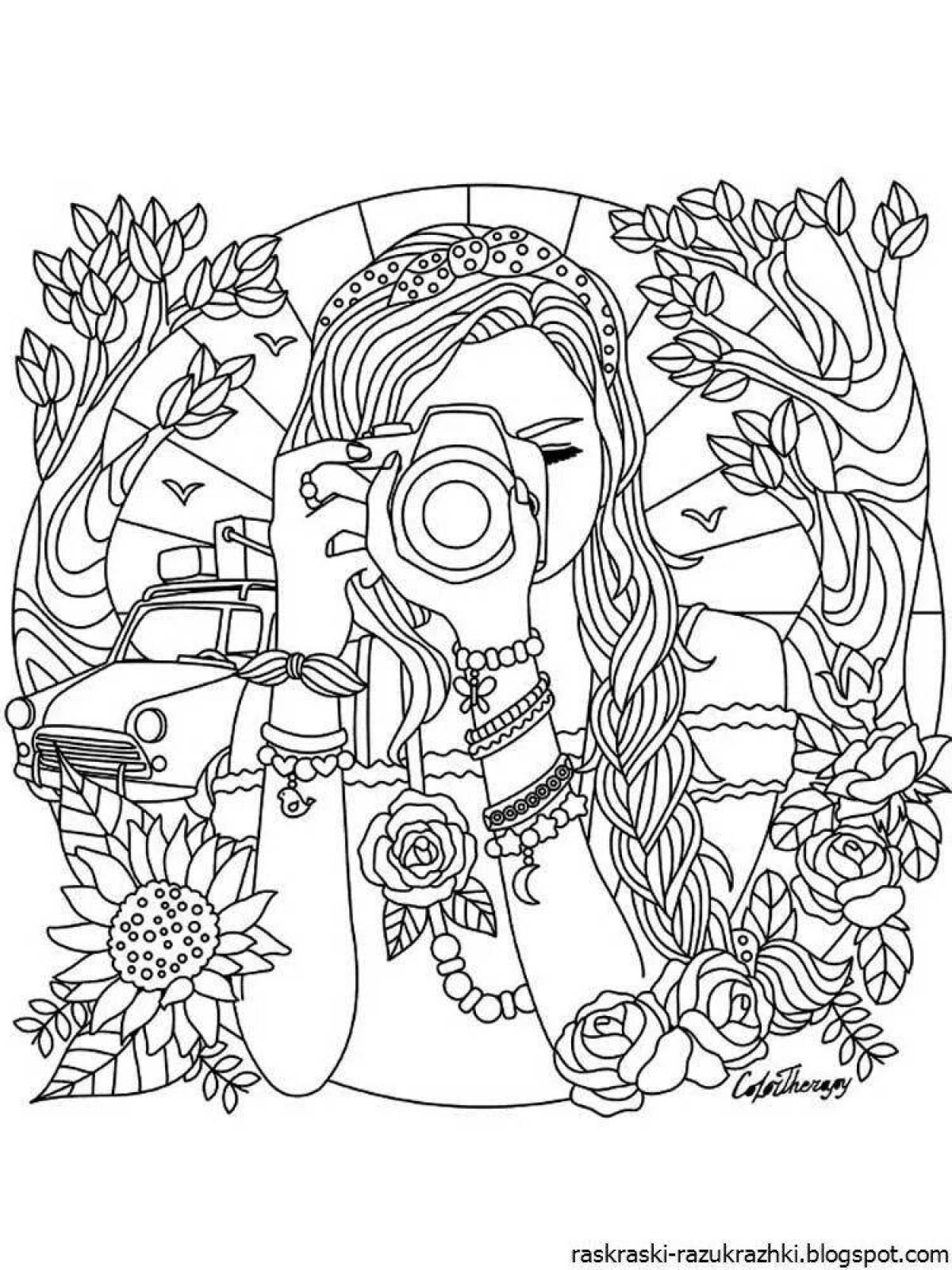 Adorable coloring book for girls 13-14 years old