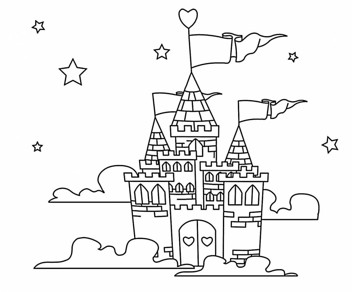 Bright coloring fairytale palace