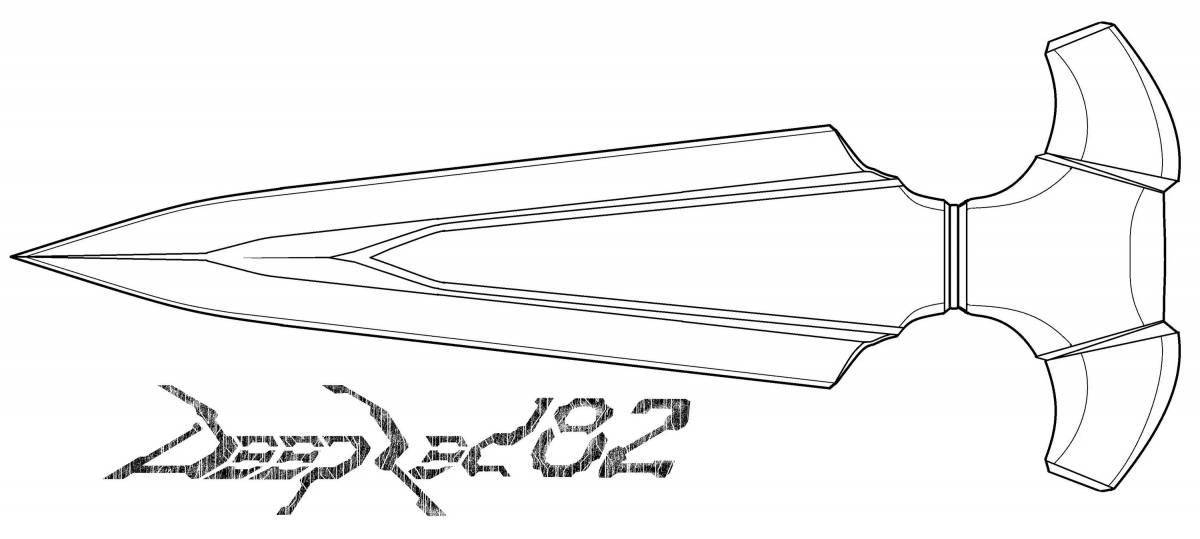 Brightly colored kunai knife coloring page from standoff 2