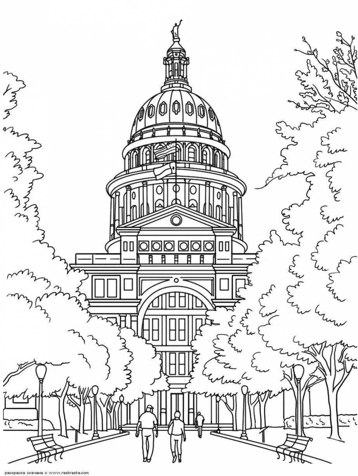 Exotic building coloring page