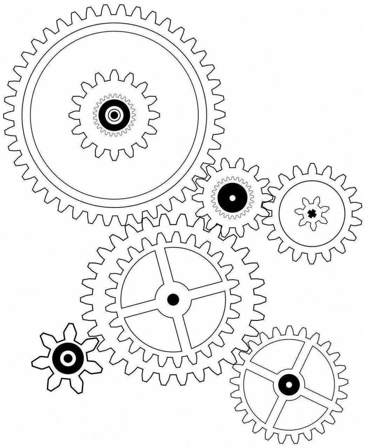 Attractive gears coloring pages