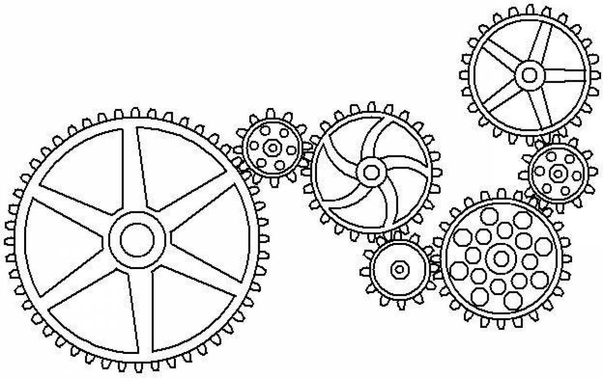 Fancy gear coloring pages