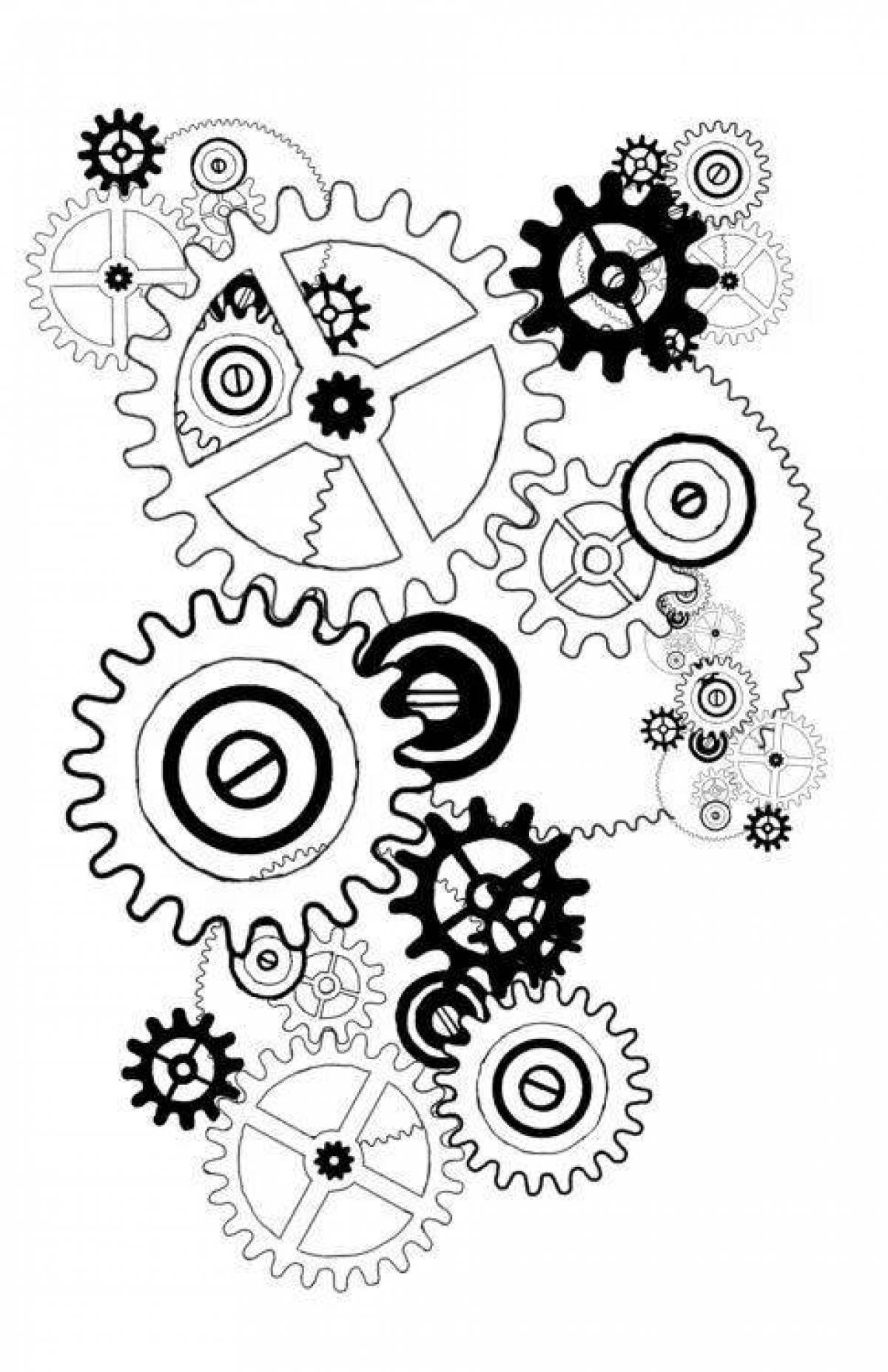 Intricate gear coloring pages