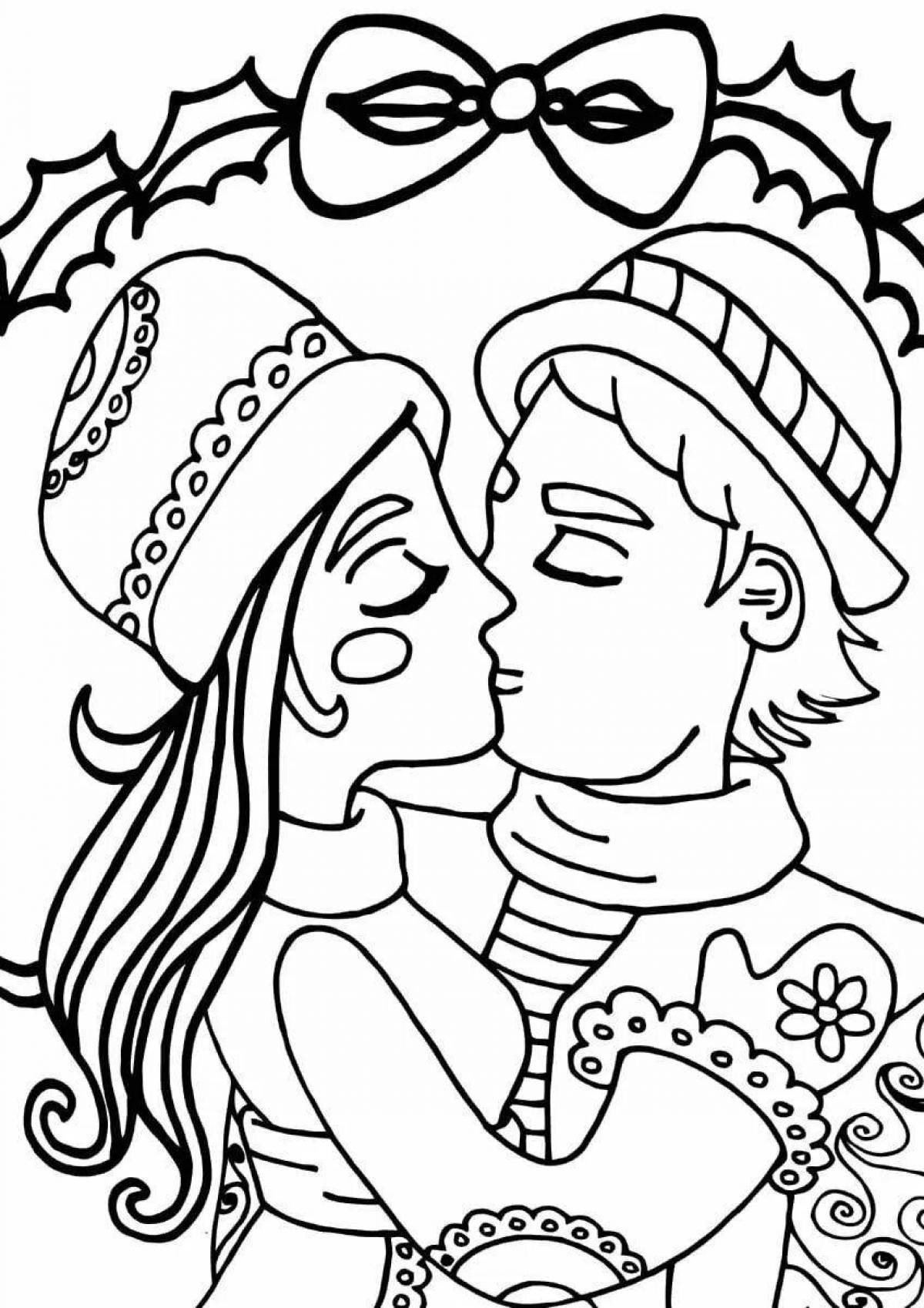 Sweet Kiss Coloring Page