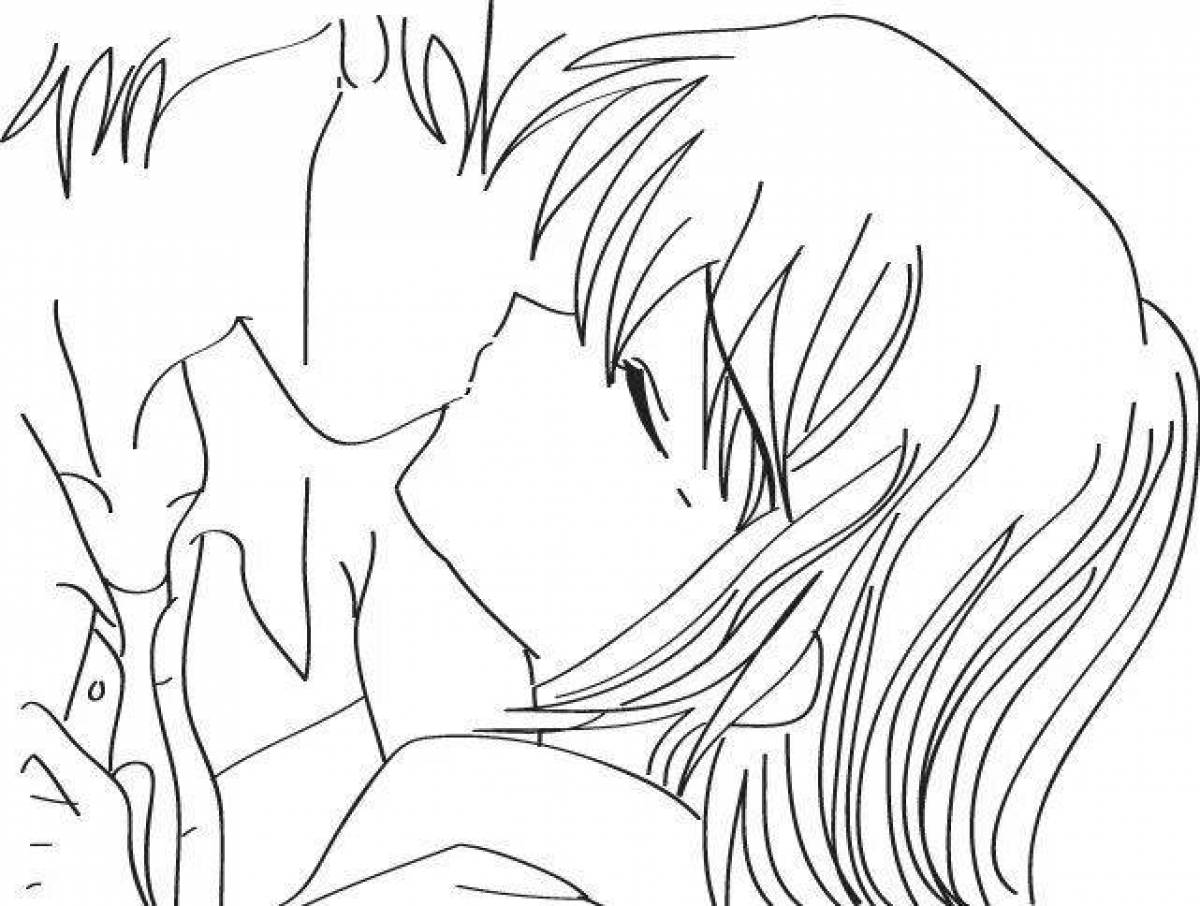 Blooming kiss coloring page