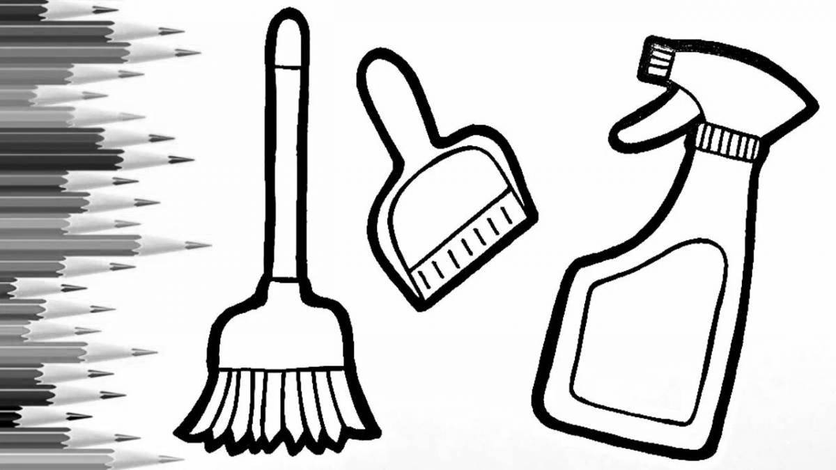 Playful mop coloring page
