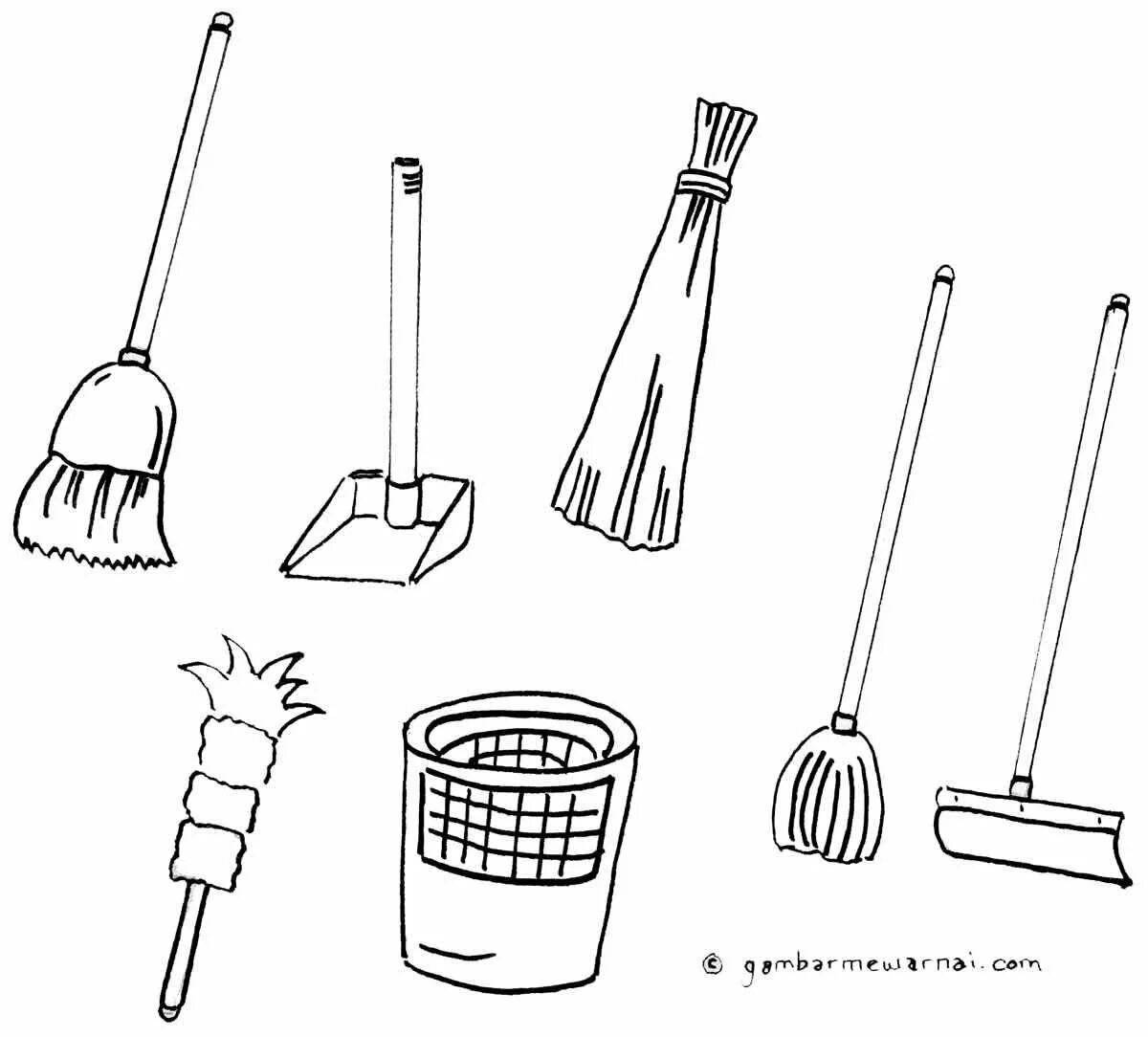 Coloring page charming mop