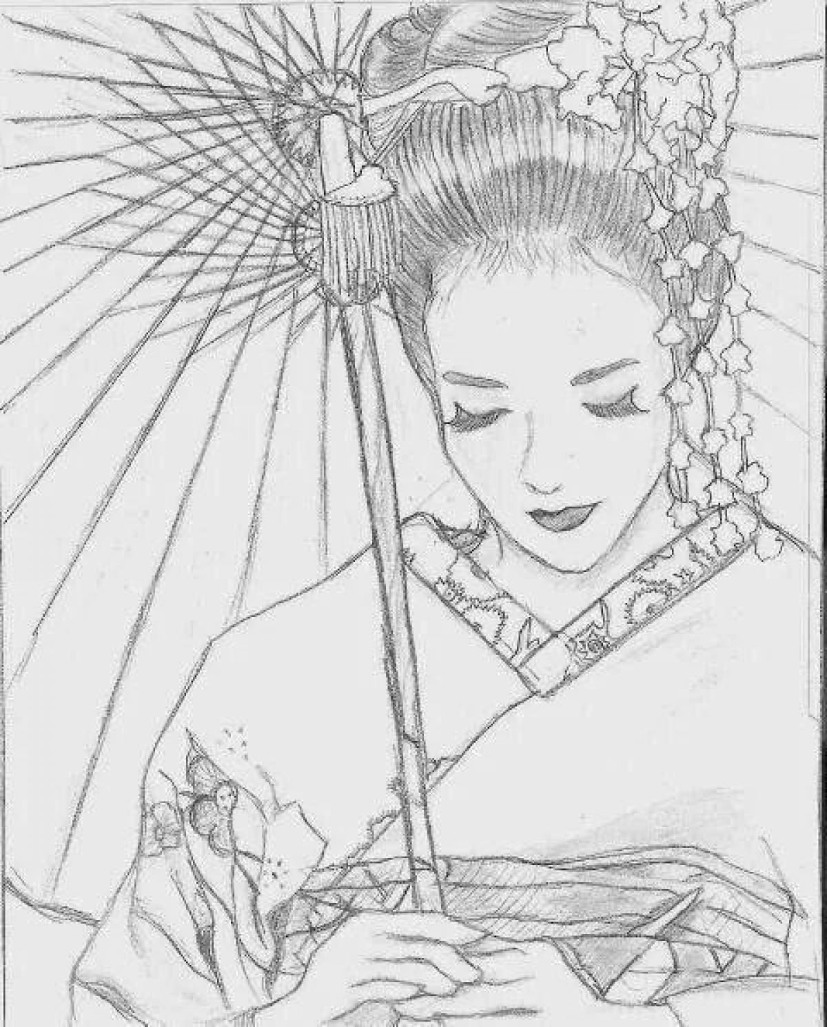 Gorgeous geisha coloring book