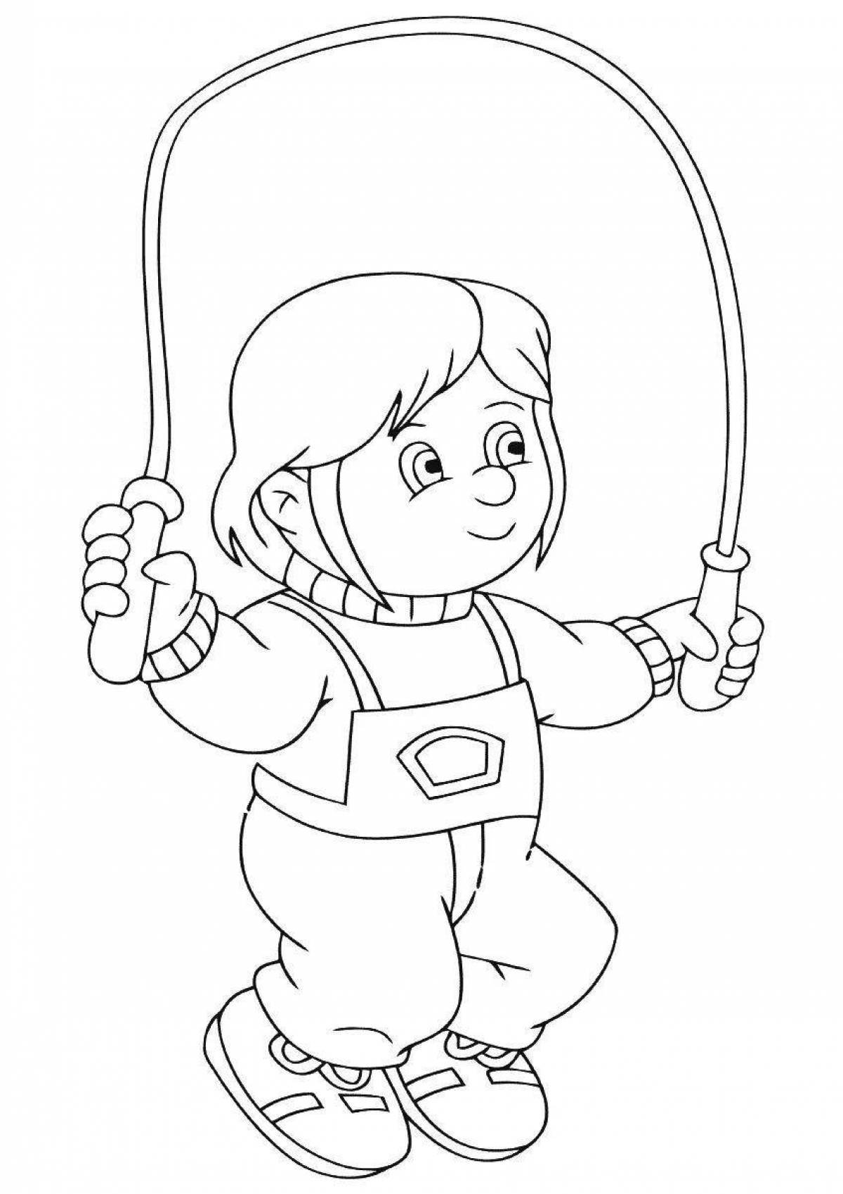 A fun jump rope coloring page