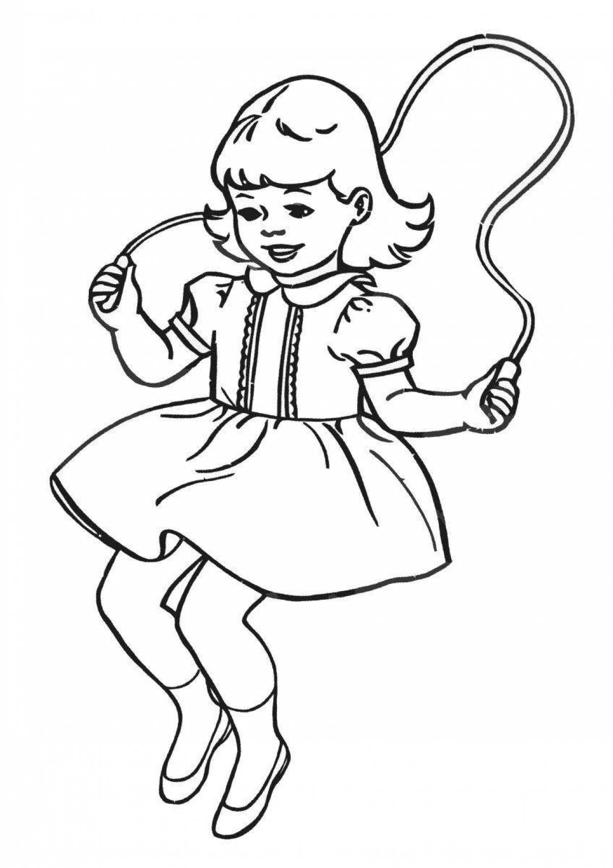 Animated jump rope coloring page
