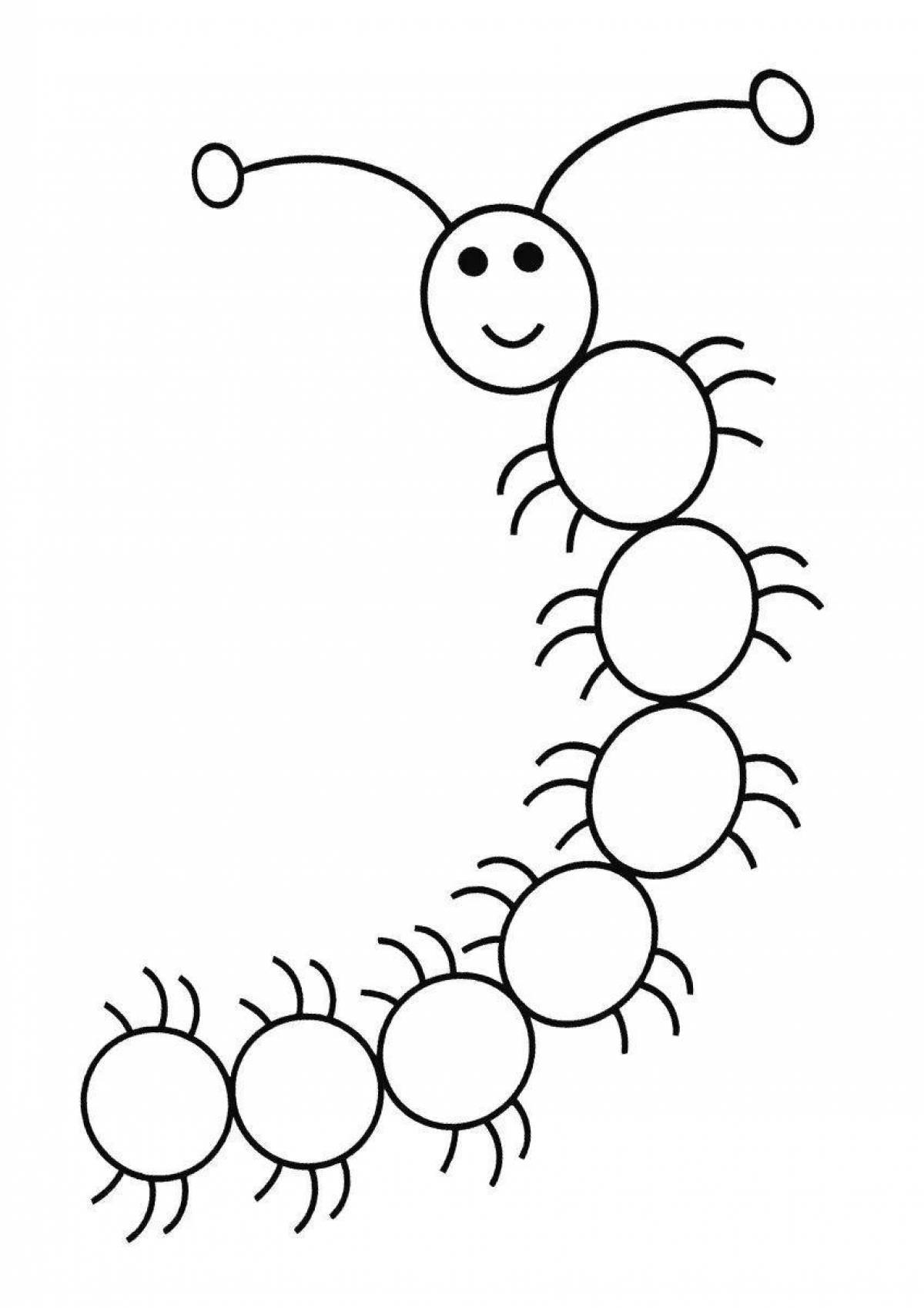 Coloured centipede coloring page