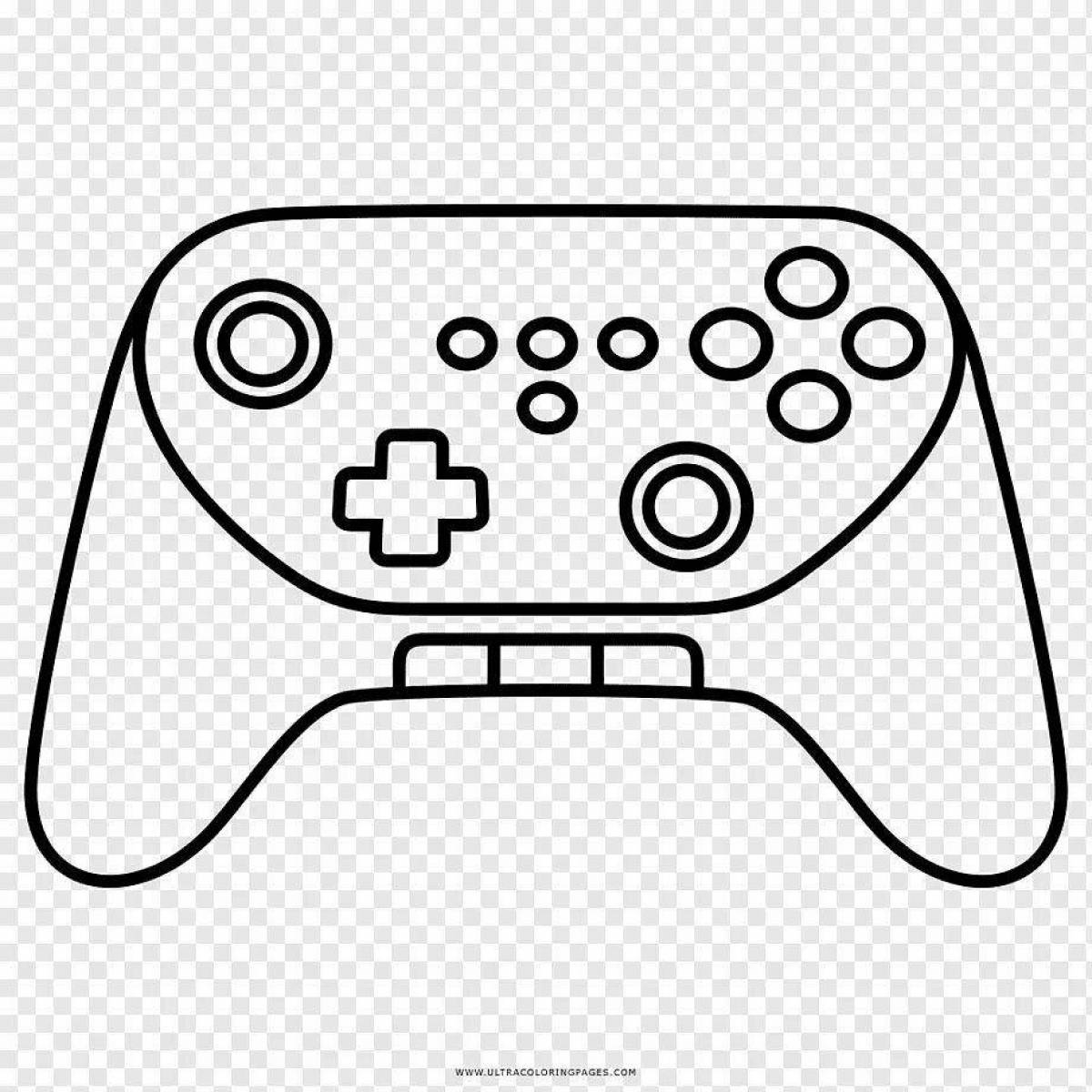 Coloring page of gamepad with shimmering color
