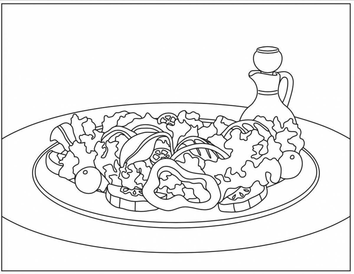 Decorated dish for coloring