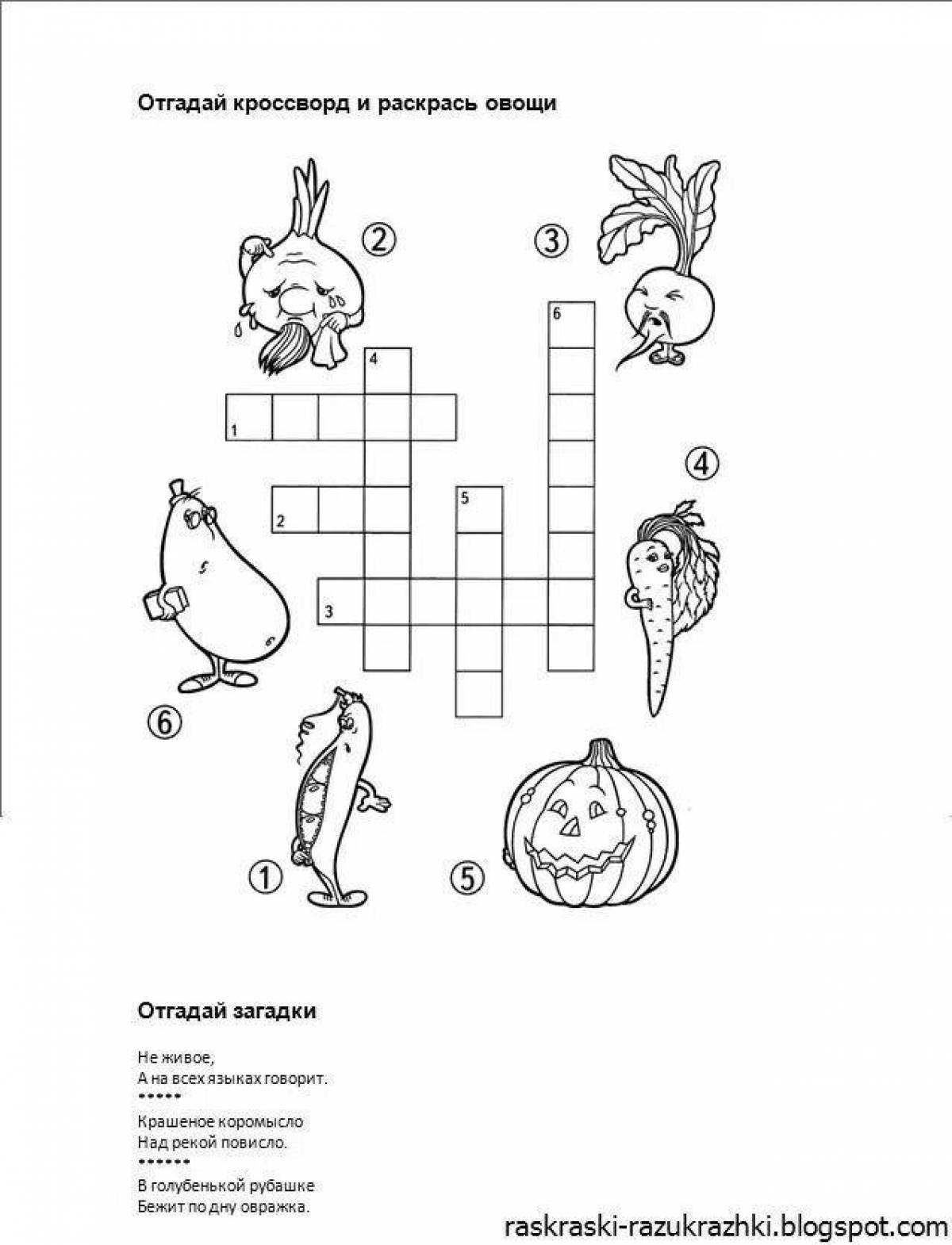 Colorful coloring crossword puzzle