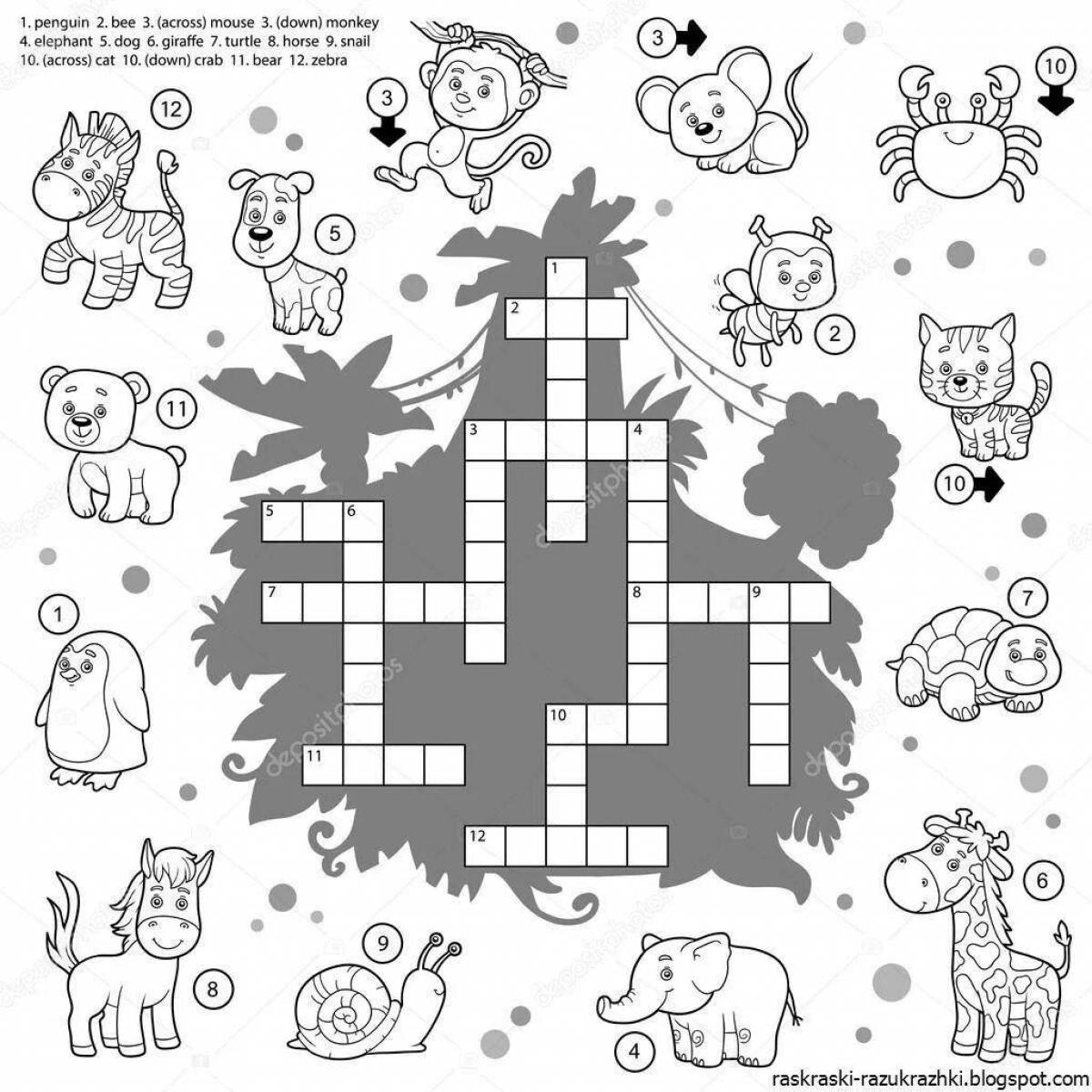 Detailed coloring crossword puzzle
