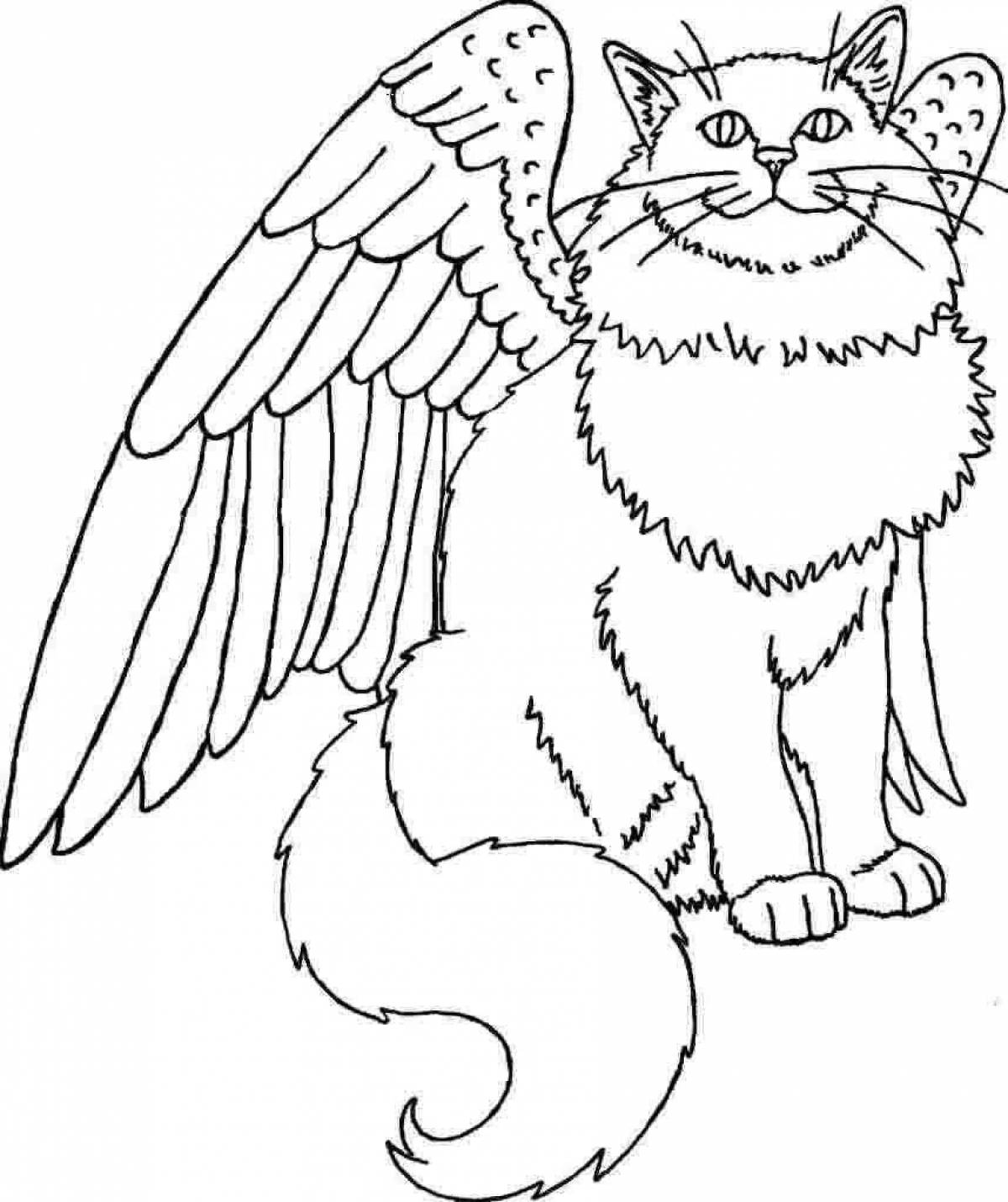 Раскраски котов с крыльями