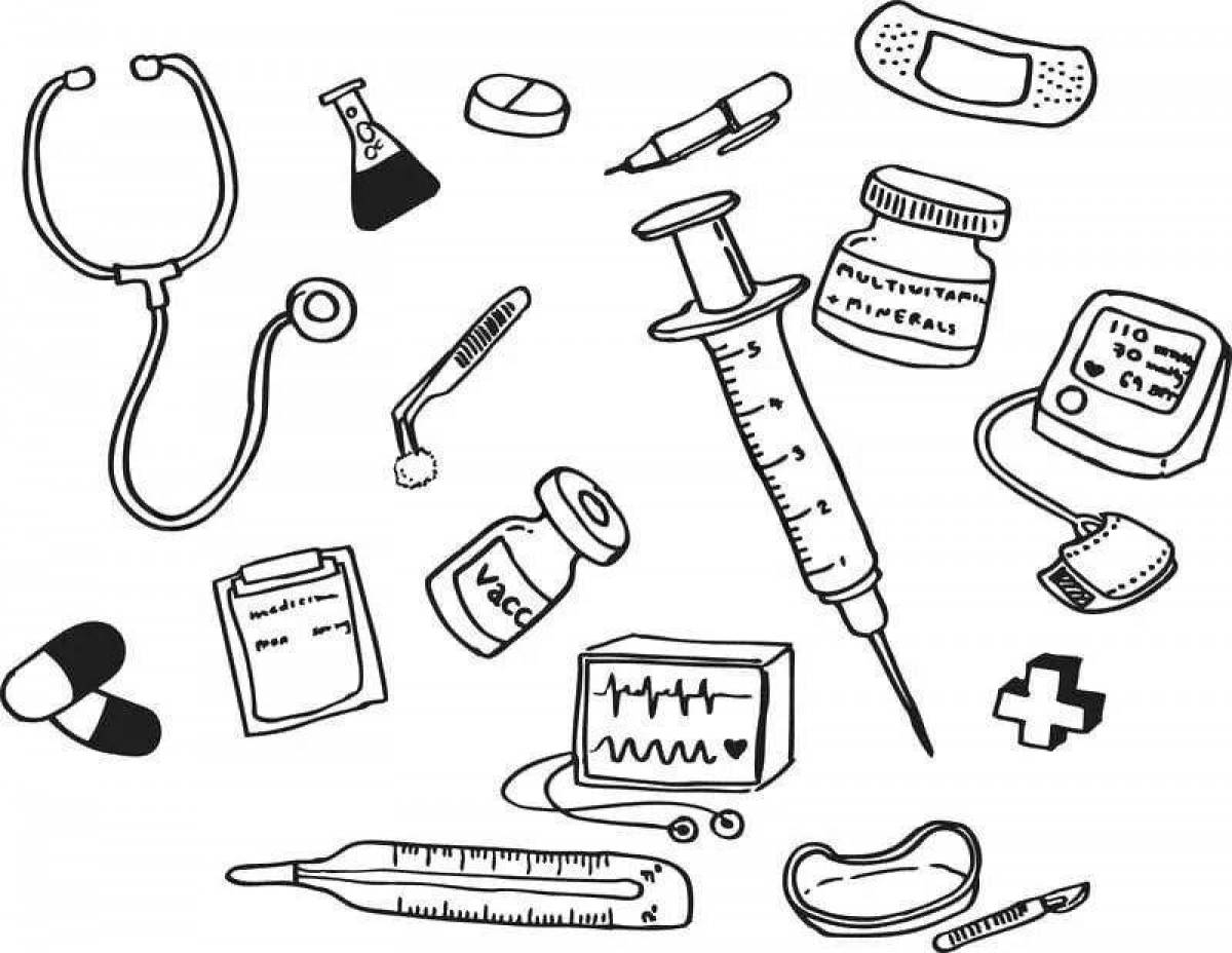 Медицинские инструменты для детей рисование