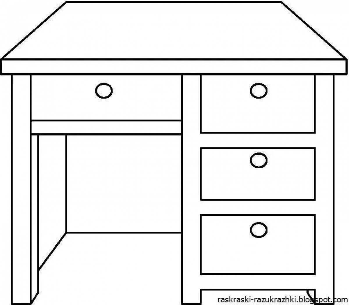 Рисунок школьного стола. Стол раскраска. Стол раскраска для детей. Письменный стол раскраска. Столик раскраска для детей.