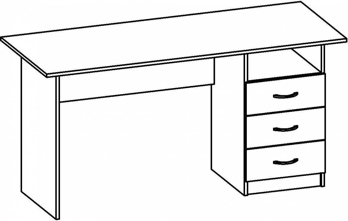 Рисунок школьного стола. Как нарисовать компьютерный стол маленький.