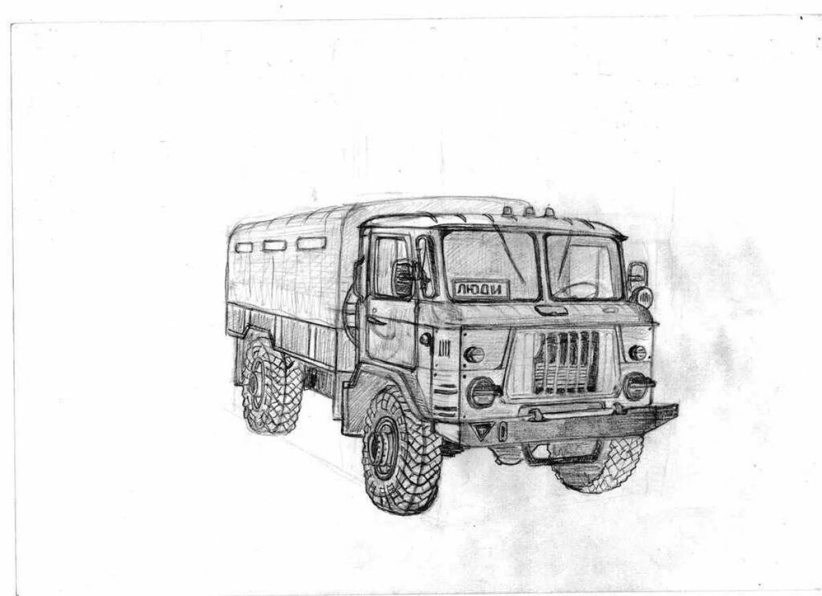 Рисунок военный автомобиль