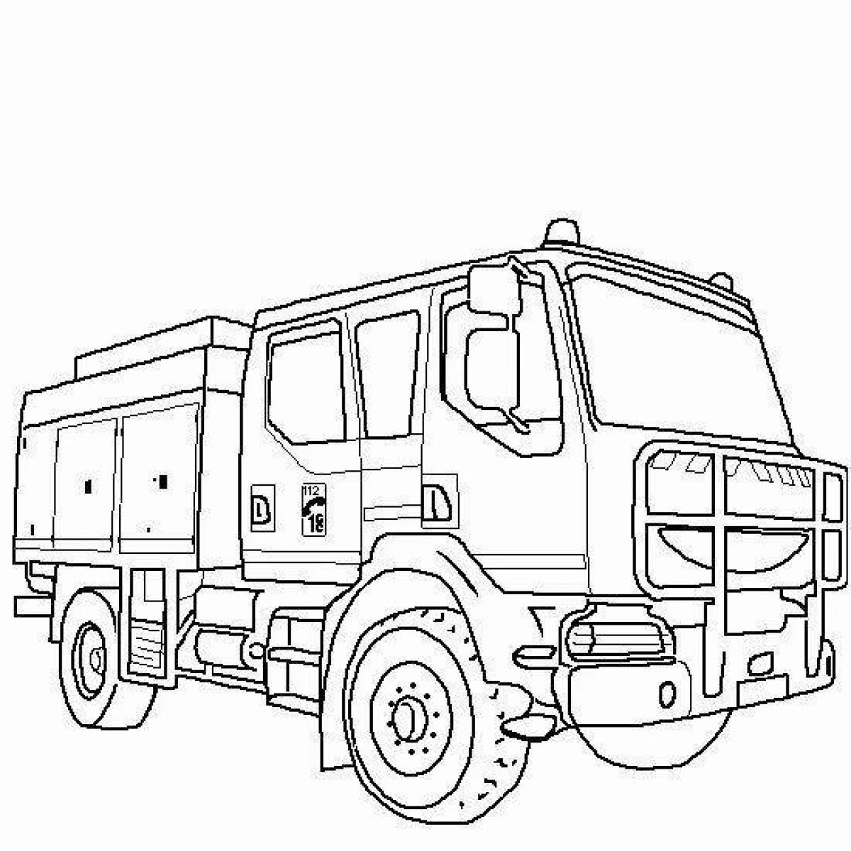 Пожарный грузовик раскраска