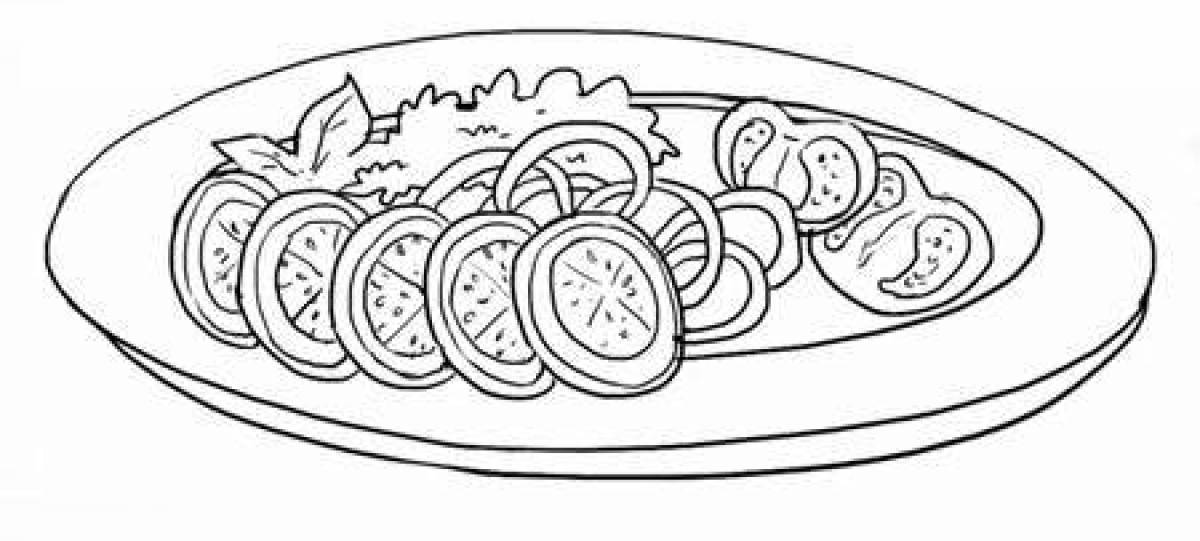 Как нарисовать овощной салат в тарелке