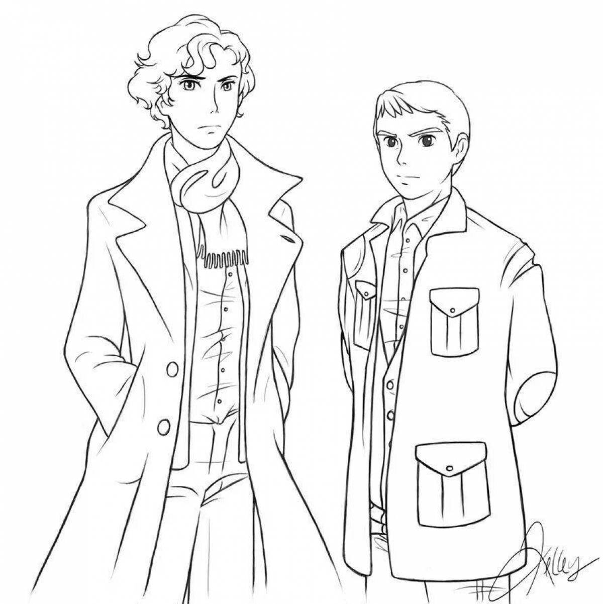 Colorful sherlock coloring page