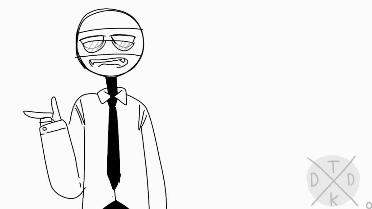 Playful countryhumans coloring page