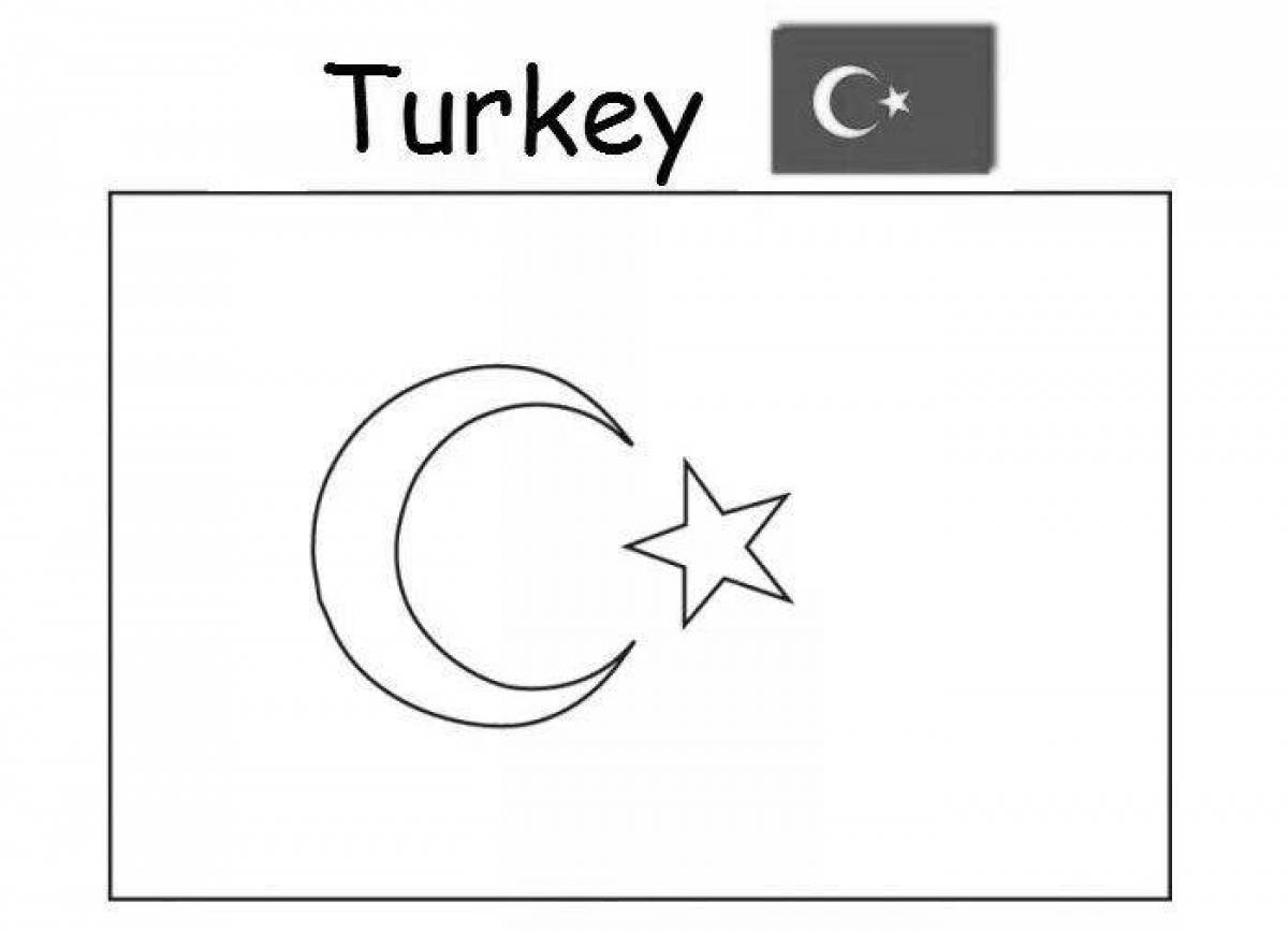 Coloring page gorgeous turkey flag