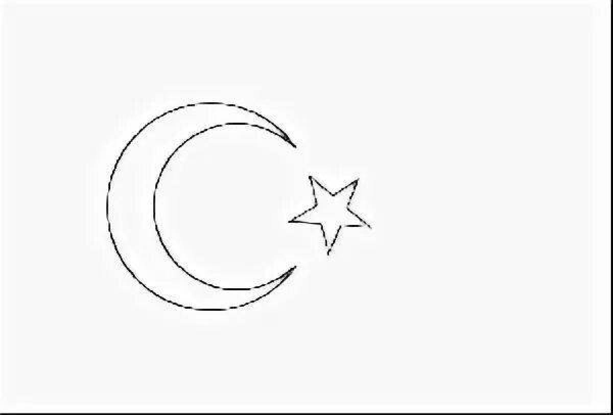 Coloring page shining flag of turkey