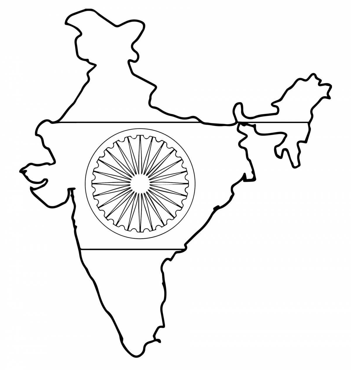 Coloring page cheerful flag of india